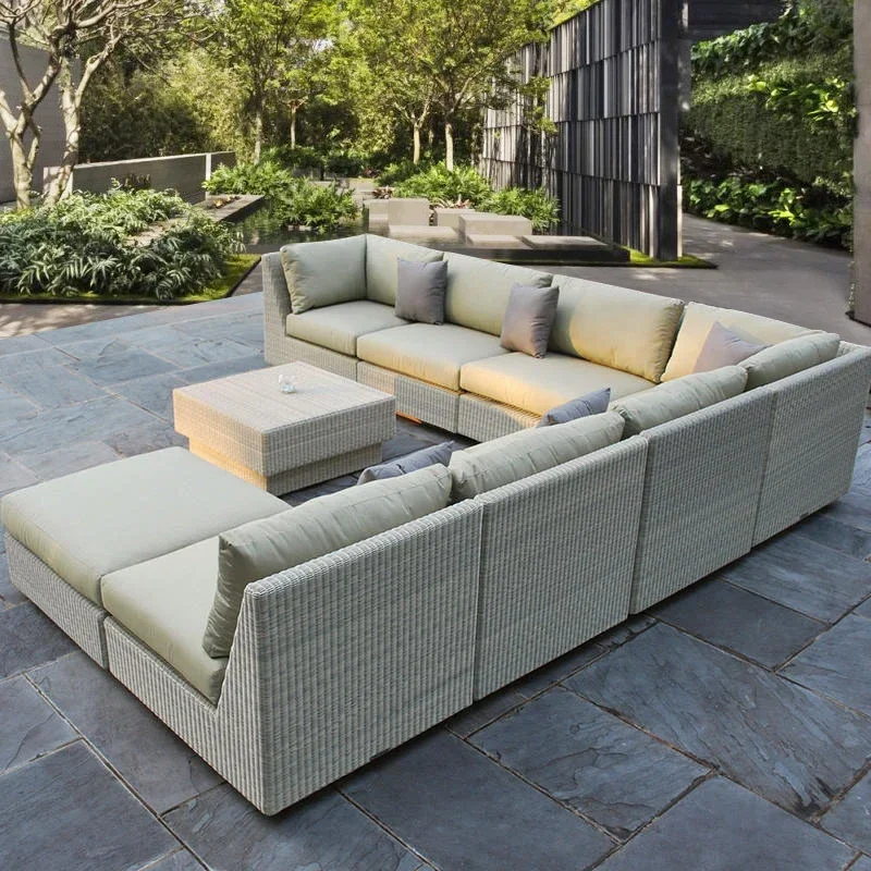 

Budget-friendly Outdoor Rattan Woven Sofa, Outdoor Garden, Villa, Courtyard Balcony, Casual Corner Sofa, Coffee Table