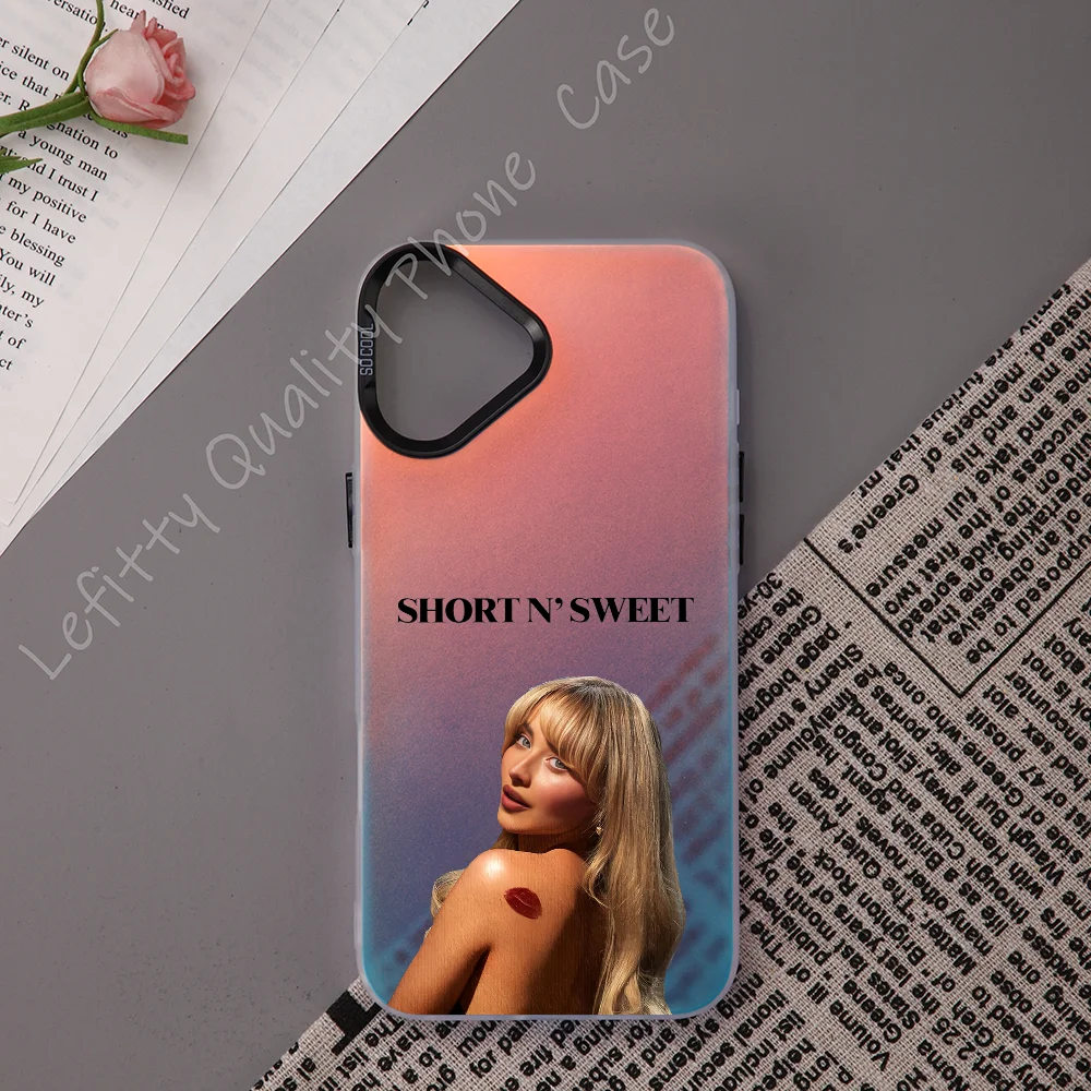 

Singer S-Sabrina Carpenter Phone Case Laser Metallic For IPhone 16 15 14 13 12 11 Pro Max Matte Aurora Multicolor Gradient Cover