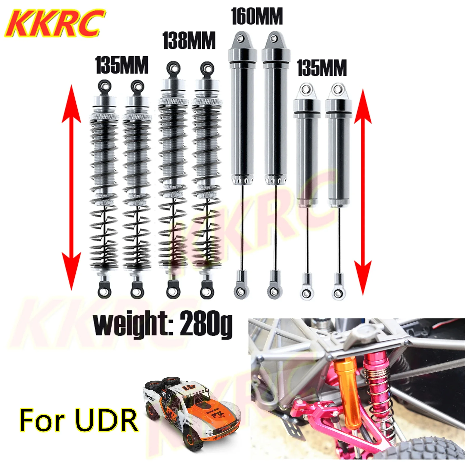 

007RC 8pcs Traxxas 1/7 UDR Metal Front Rear Shock Absorber 8460 8450 For 1/7 RC Car Traxxas Unlimited Desert Racer