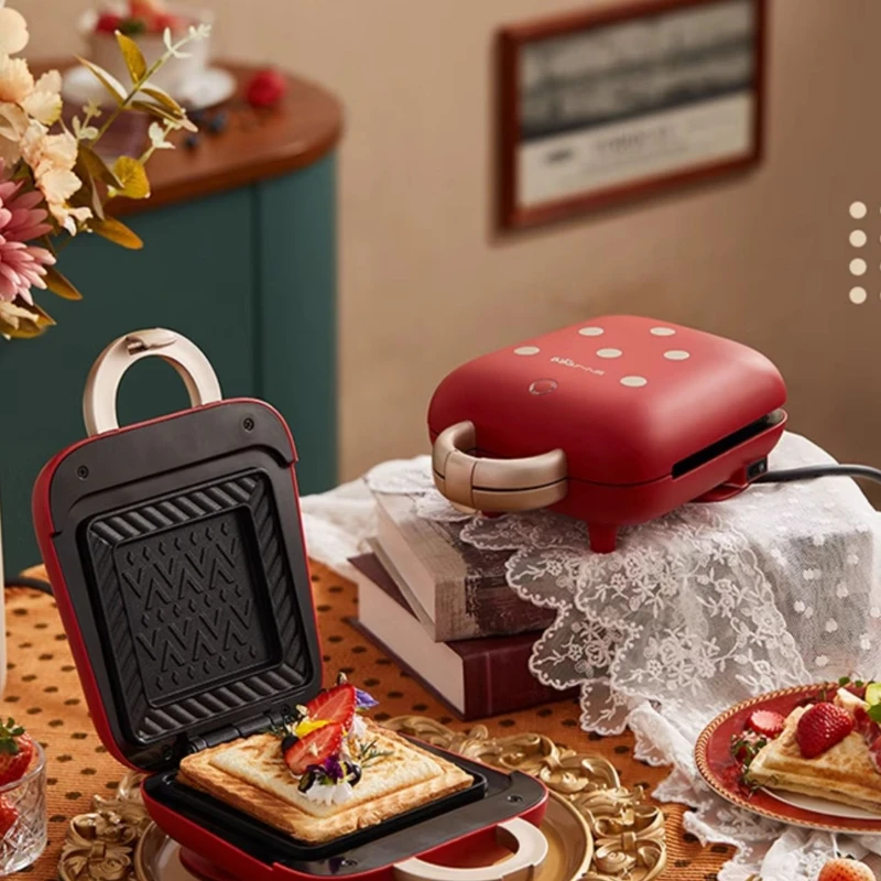 Multifunctional Sandwich Toaster with Timer, Miniature Waffle Iron for Home Use, Non-Stick Breakfast Cooking Machine