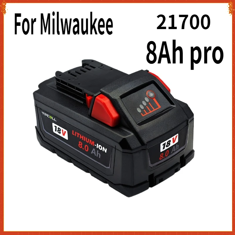 

Tabless 8Ah Pro for Milwaukee M18 Batteries 21700 Cells High Output Rechargeable Lithium ION 18V Battery Rechargeable Batteries