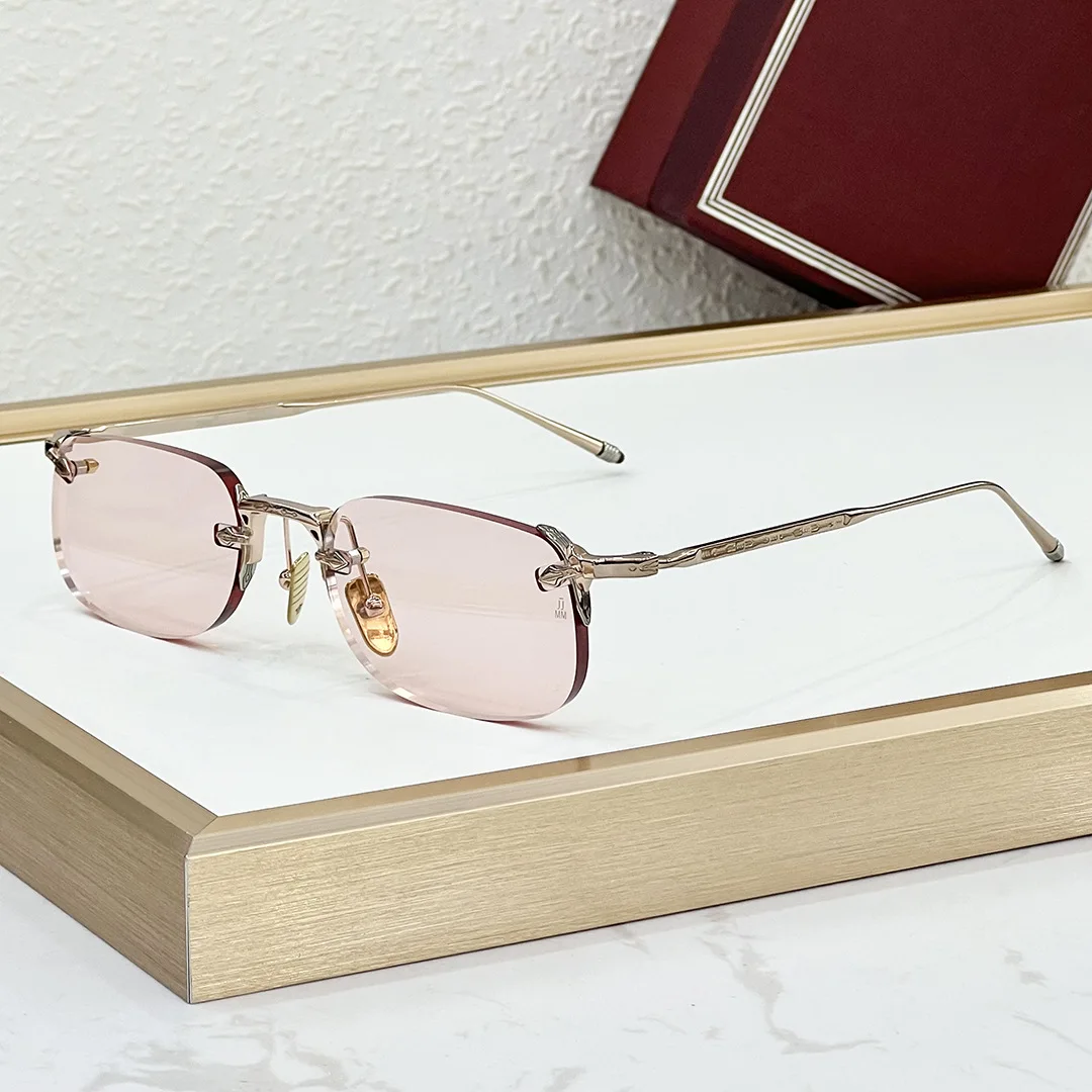 

Japanese Handmade Rimless Rectangle Sunglasses Alloy Frame UV400 Luxury Unisex Eyewear with Case