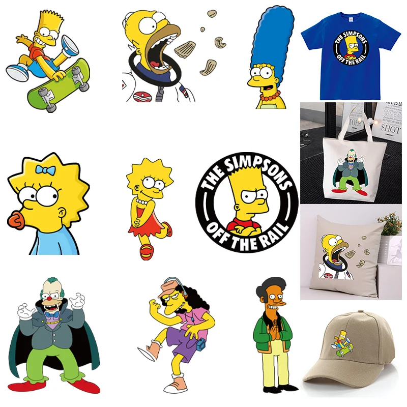 The Simpsons Iron On DIY Patches For Clothes Bart Heat Transfer Vinyl On Clothing T-shirt Disney Decoration Hot Thermal Stickers