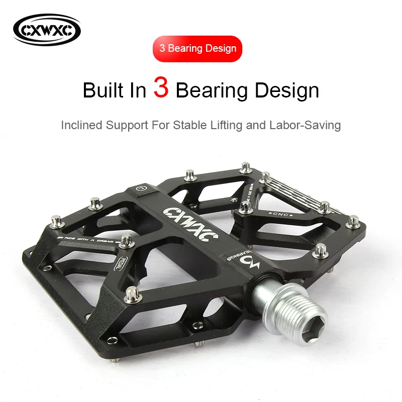 CXWXC 3 Bearings Bicycle Pedal Ultralight Wear Resistance Non-Slip CNC Aluminum Alloy Waterproof Pedal MTB Road Bike Accessories