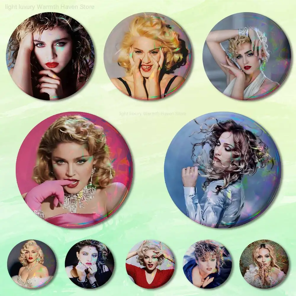 

Singer M-Madonnas-S 58mm 44mm HD Print Brooch Badges Pretty Derby Round Display Brooches Lapel Pins