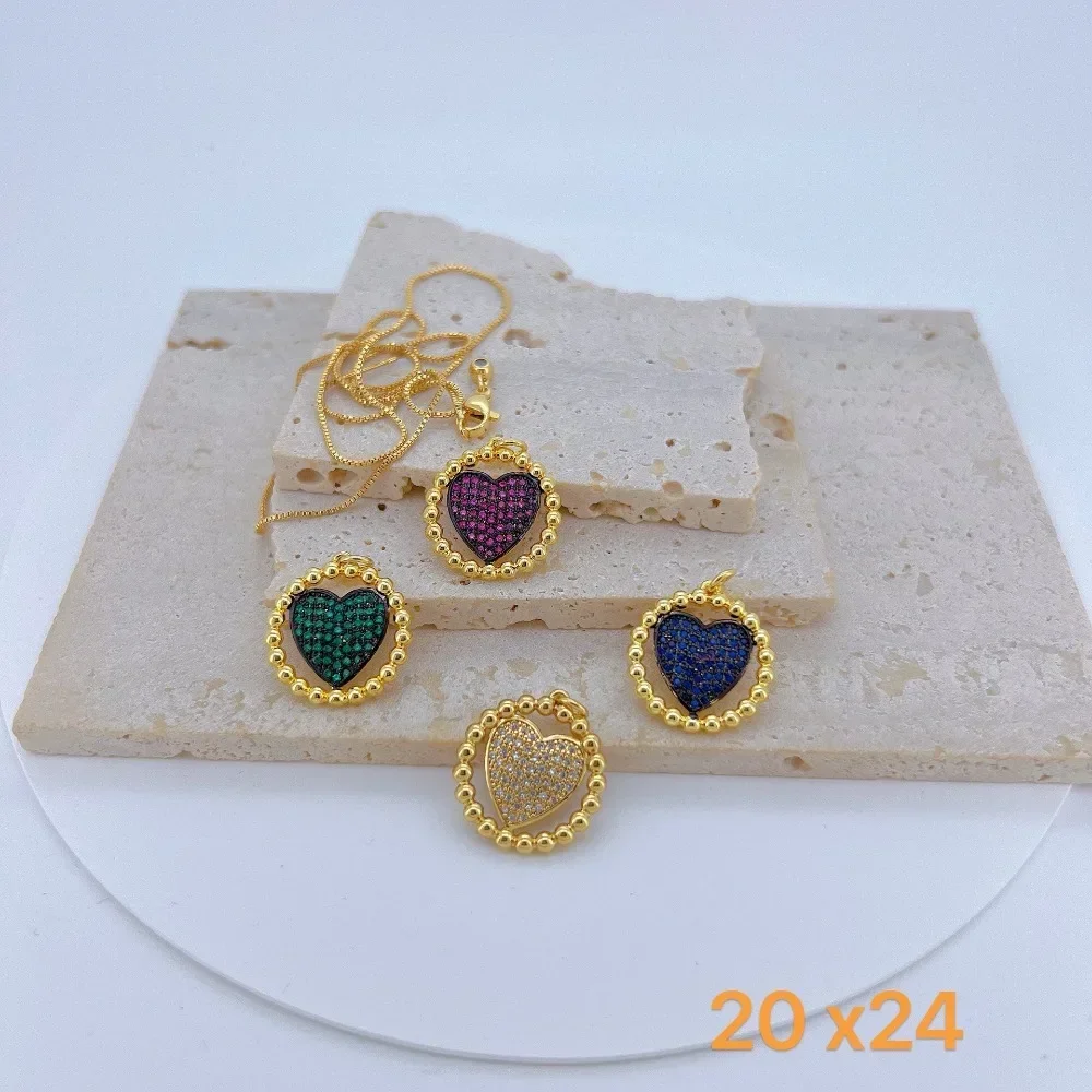2 Pcs Round Heart Hollow Pendant for Diy Jewelry Accessories Brass Edge Inlay Zircon Earrings Necklace Making Supplies Wholesale