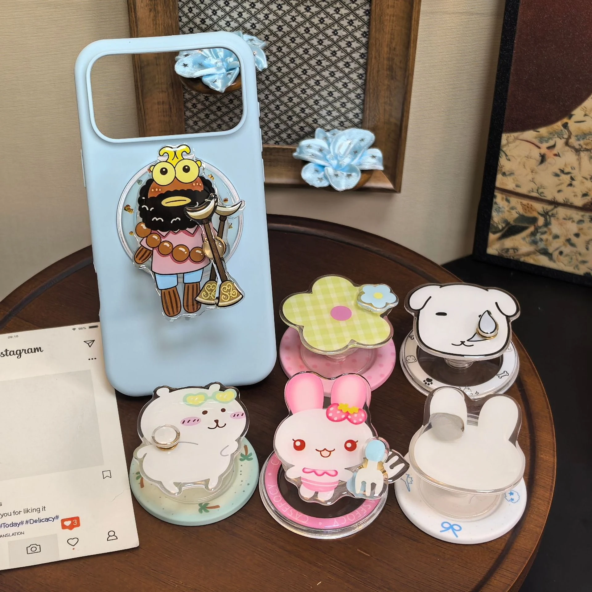 Cartoon Animal Rotate Magnetic Holder Korean Cute Phone Stand Grip Holder Support for iPhone Samsung Magsafe Universal Holder view 5