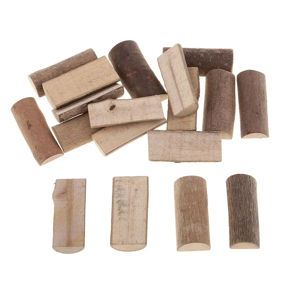 20 Pack 0.6x1.4inch Natural Mini Wood Sticks Half Round Rustic Tree Bark Log