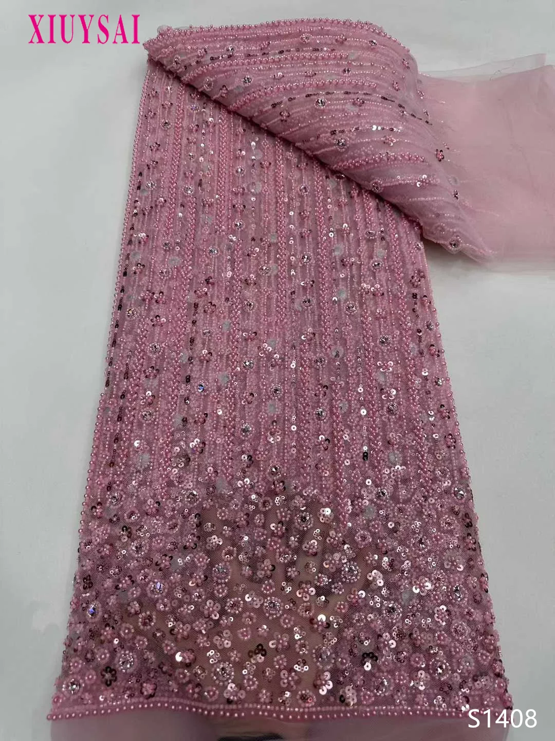 Nigerian Tulle Groom Lace Fabrics With Beads 2024 High Quality Luxury African Sequins French Mesh Lace For Wedding Party