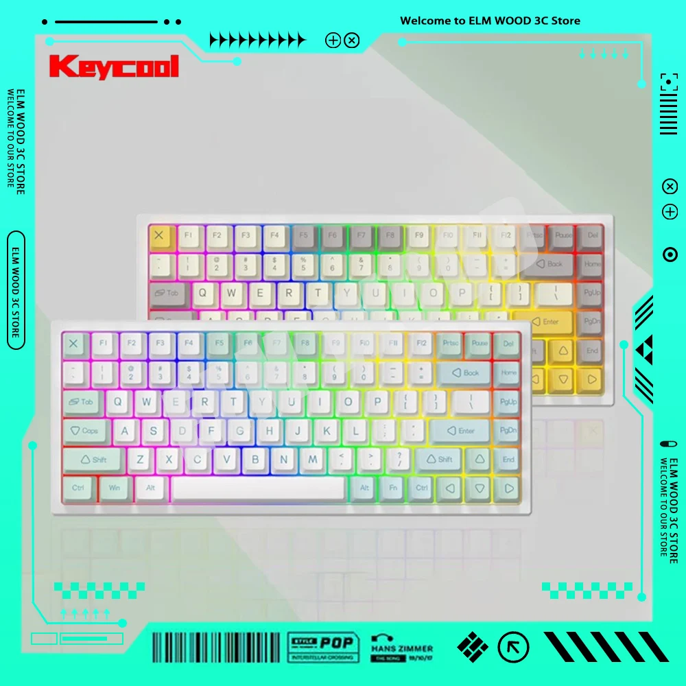 

KEYCOOL Y84 Mechanical Keyboard Three Mode Hot Swap RGB Gaming Keyboard 84 Keys Gasket Ergonomics Pc Gamer Accessories Office