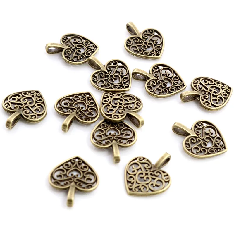 30pcs Charms hollow lovely heart 16x14mm Antique Making pendant fit,Vintage Tibetan Silver Plated Bronze,DIY bracelet necklace