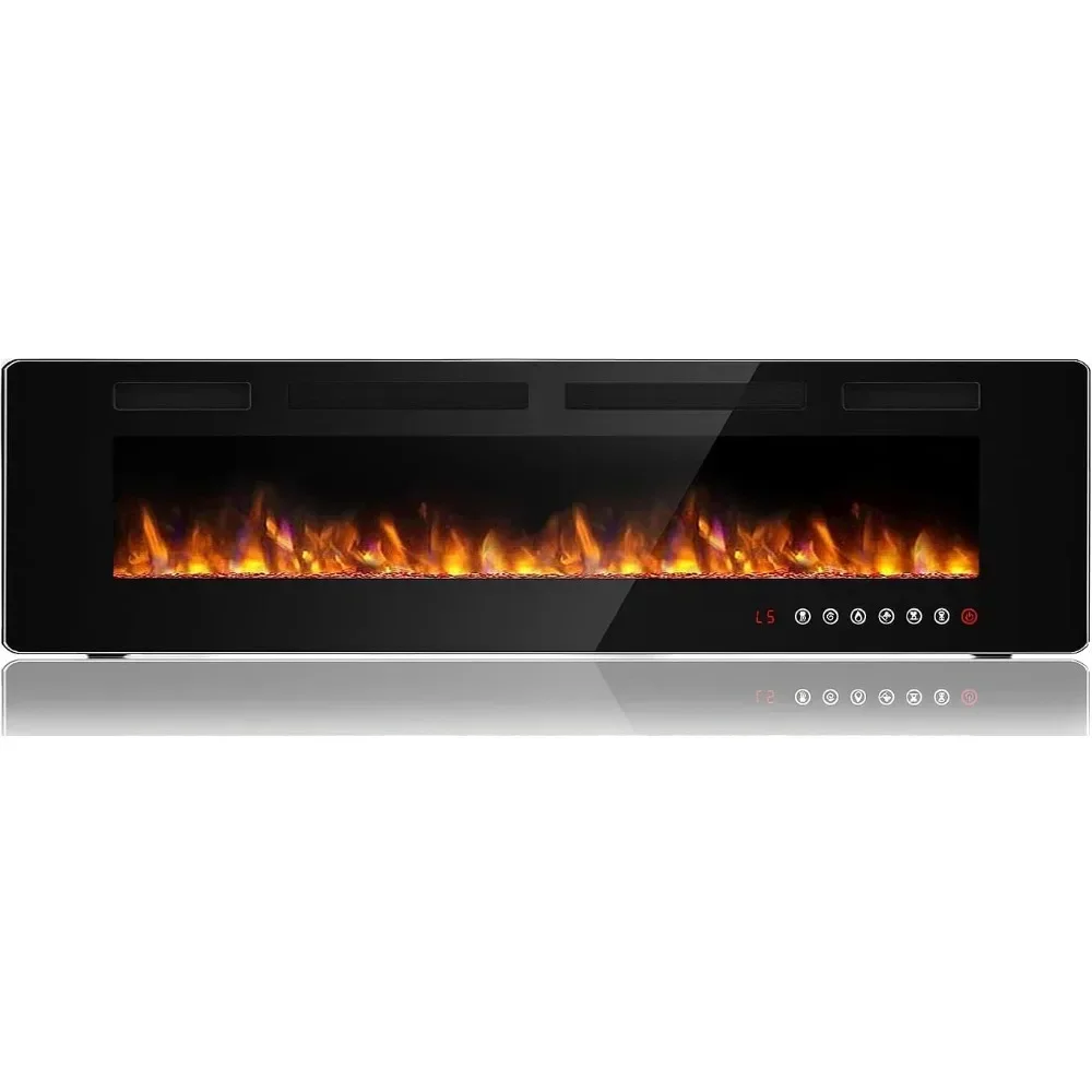 Ultra-Thin Silence Linear Electric Fireplace, Recessed Wall Mounted Fireplace