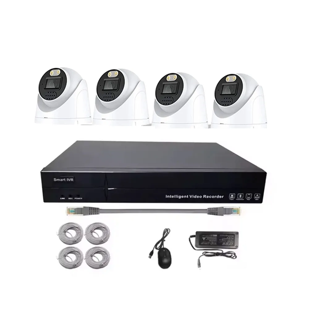 5MP POE NVR Kit Dome Camera Night Vision CCTV Human Detection 4CH Security Camera System 4pcs