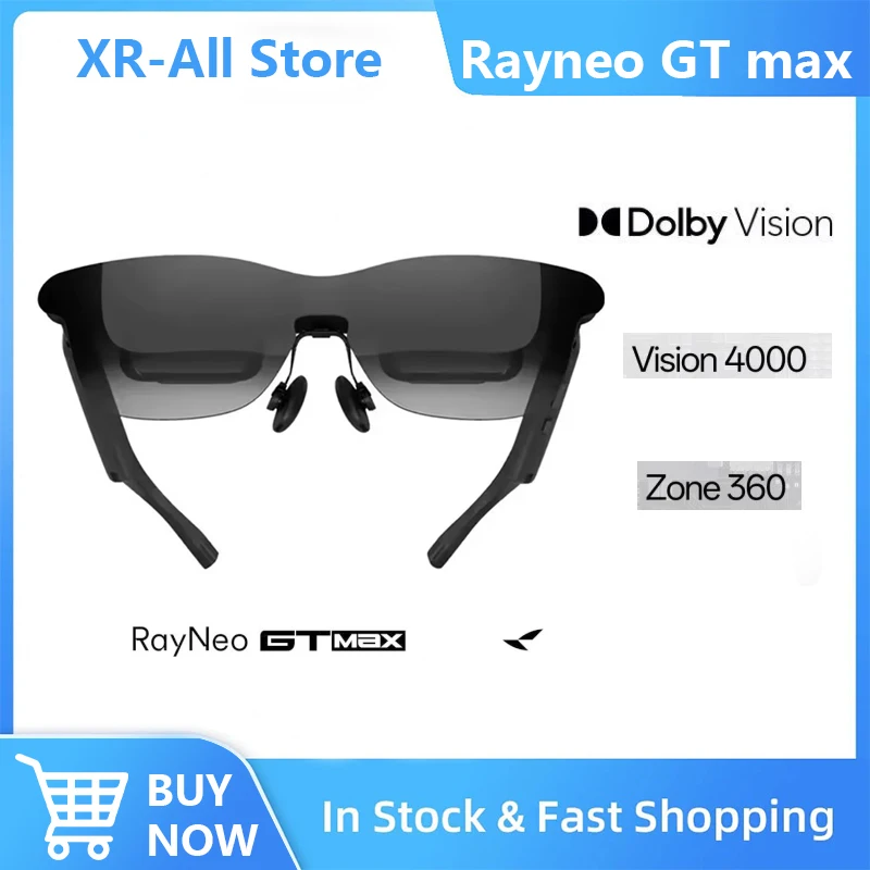 New Version RayNeo GT Max AR Smart Glasses 3D Dolby Vision 267 Inch Giant Screen Native Zone 360 3DoF 59°FOV Dimmable XR Glasses