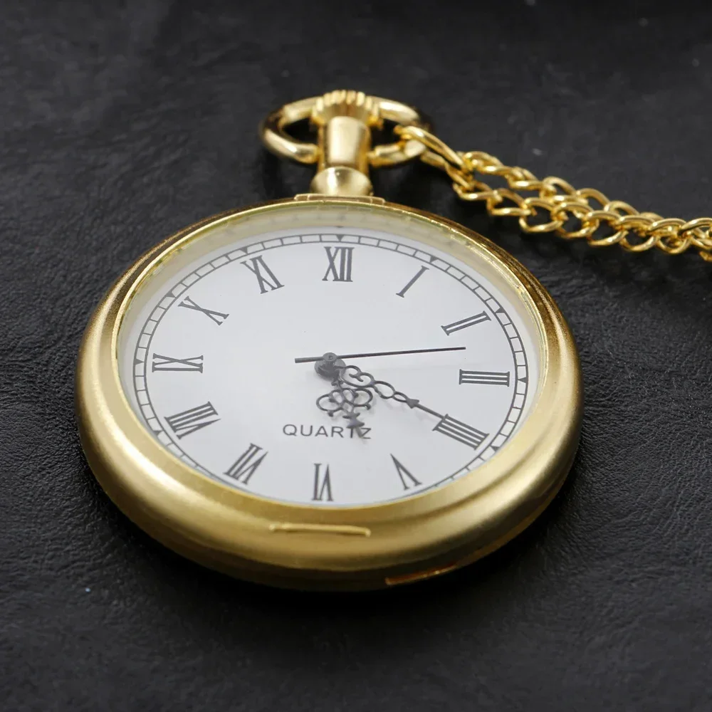 عالية الجودة خمر تصميم الذهب ساعة جيب كوارتز الأرقام الرومانية قلادة قلادة مجوهرات للجنسين هدية Reloj De Bolsillo