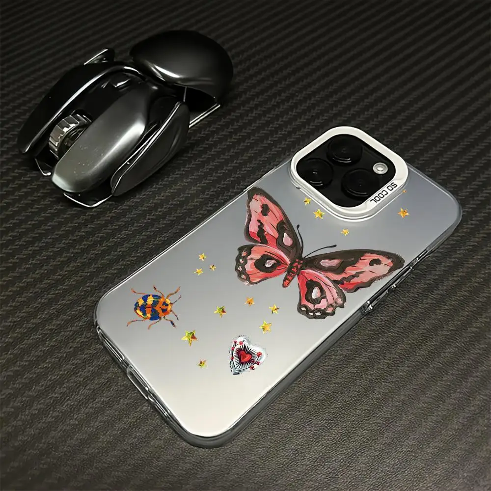 나비 디자인 패턴 폰 케이스 아이폰 17 16 15 14 13 12 11 프로/맥스/플러스용 방수 및 충격 방지 백 커버