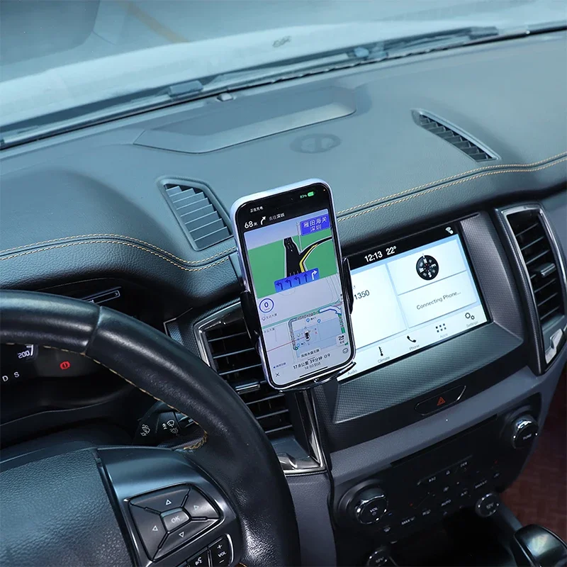 

For Ford Ranger Wildtrak 2015-2021 ABS Black Car Central Control Mobile Phone Holder GPS Navigation Bracket Car Accessories