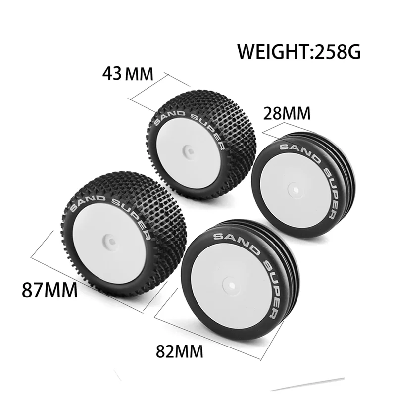 82&87mm 1/10 2WD RC Off-Road Car Tire Wheel for XB2 Serpent SRX2 SRX4 Bandit Tekno EB410