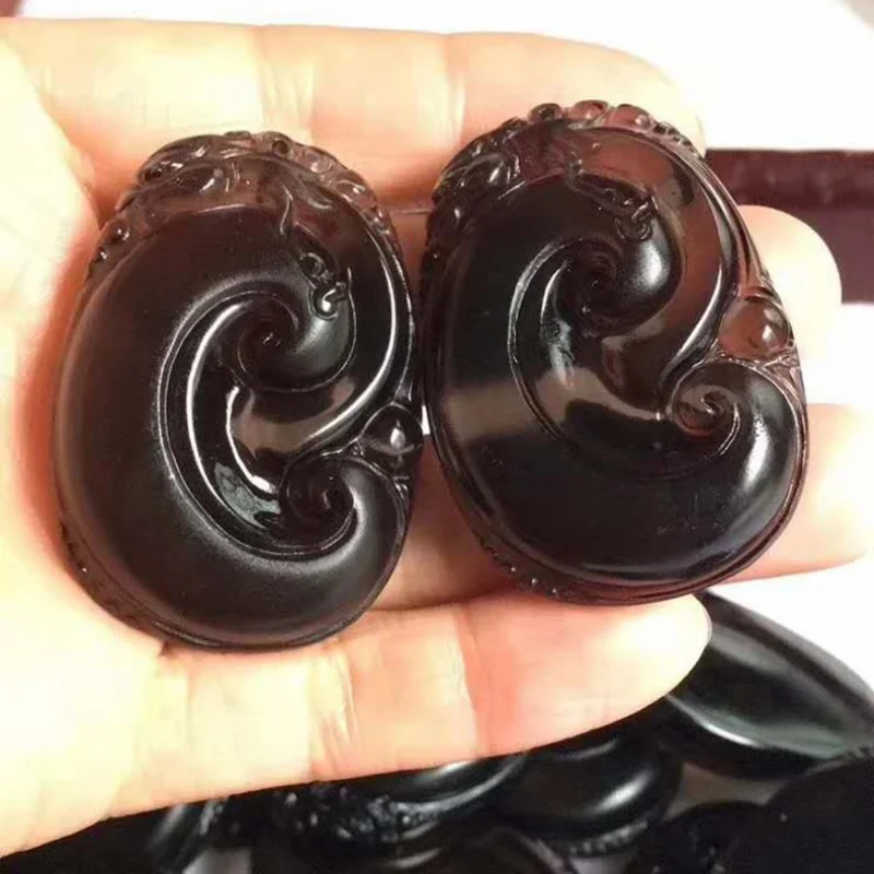 Factory Wholesale Icy Obsidian Ruyi Pendant All the Best Men and Women Pendant