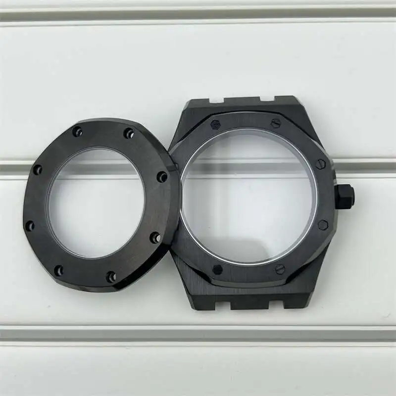 Goldfarbenes 41-mm-Gehäuse, Stahlband, galvanisierte Saphirglas-Schrauben, passend für Royal Oak PRX 31,8-mm-Uhrenzifferblatt für NH35 NH36-Uhrwerkzeiger – Detail 9