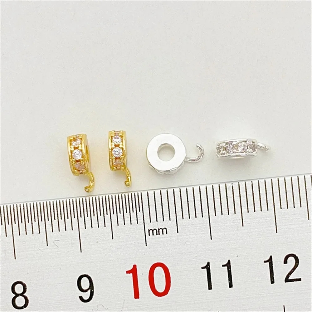 

14K Gold Inlaid Zirconium Opening Ring Bead Spacer with Hanging Ring Handmade DIY Bracelet Necklace Jewelry Material Accessories