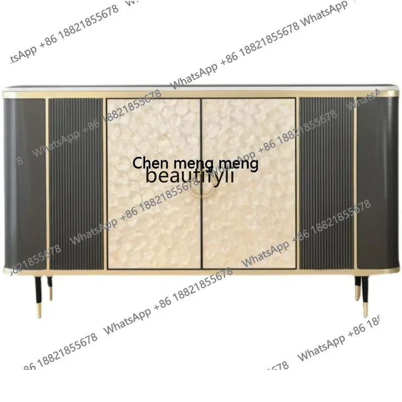 D178 American Light Luxury Style Hallway Solid Wood Marble Entrance Hall Cabinet Modern Simple Shell Sideboard Cabinet