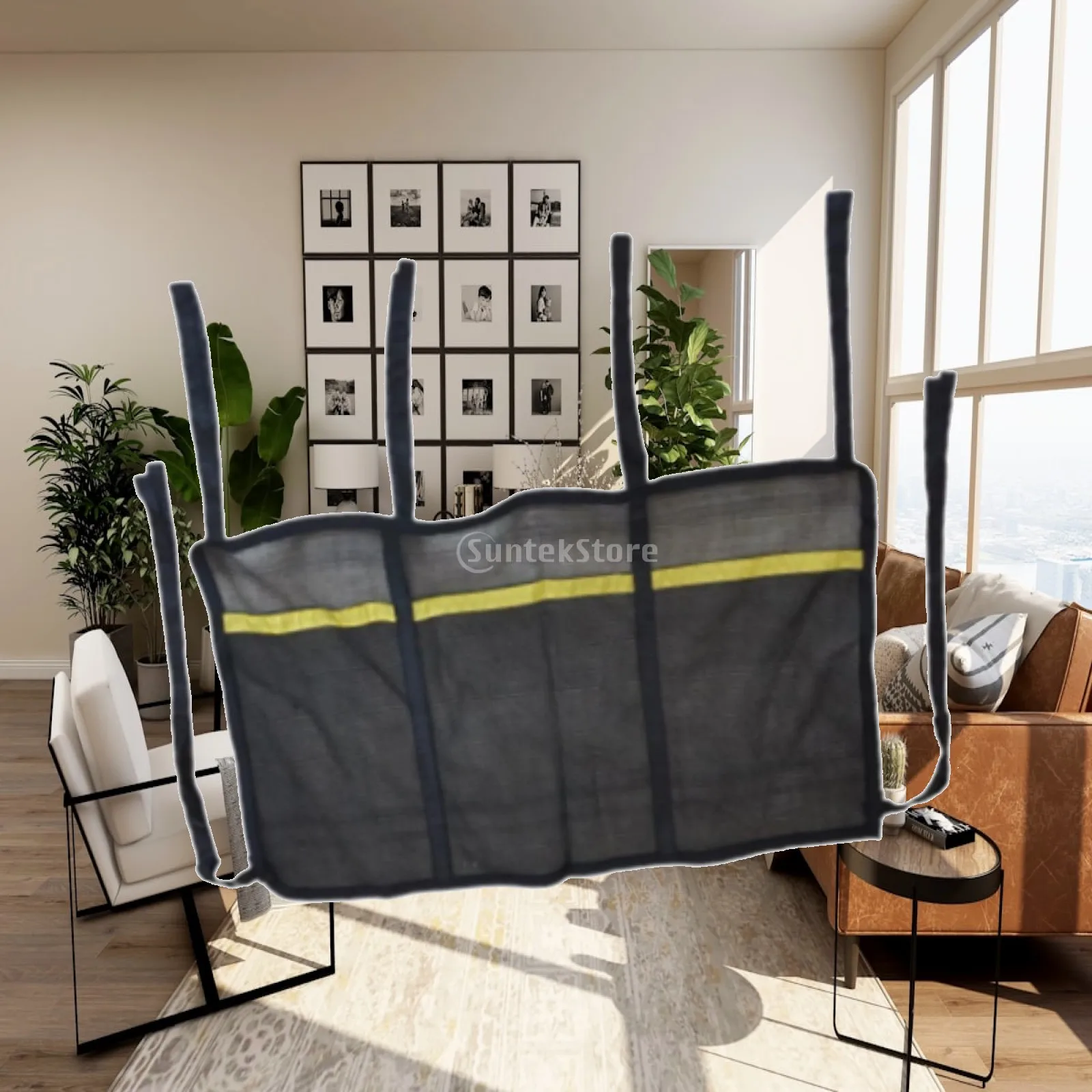 

Hanging Trampoline Shoe Storage Bag Lightweight Mesh Pouch Practical Net with 4 Straps for Outdoor Trampoline Spare Parts