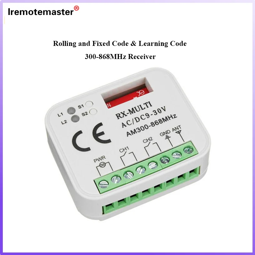 

Multi Frequency RX Receiver 300-900MHZ AC DC 9-30V Receiver Suits BERNER HORMANN MARANTEC 868mhz Remote Control 433mhz