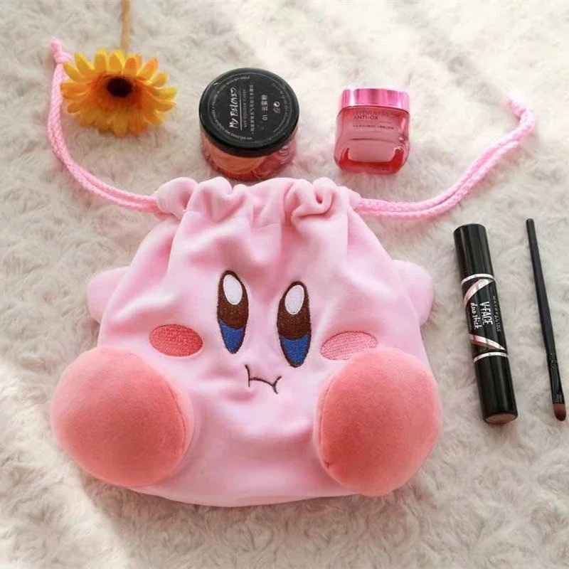 Kirby Plush Doll Cosmetic Bag Anime Cartoon Cute Child Coin Purse Fashion Lipstick Storage Drawstring Bag Women Holiday Gifts