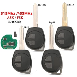 jingyuqin 315Mhz/434MHz Car Remote Key ASK FSK ID46 for Suzuki SWIFT SX4 ALTO VITARA IGNIS JIMNY Splash sz11/Toy43/HU133r Blade