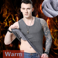 Autumn Winter Men's New Slim Warm Vest Velvet Thicken Tops Seamless O-Neck Base Coat Comfort Sleeveless Top XL-4XL Plus Size