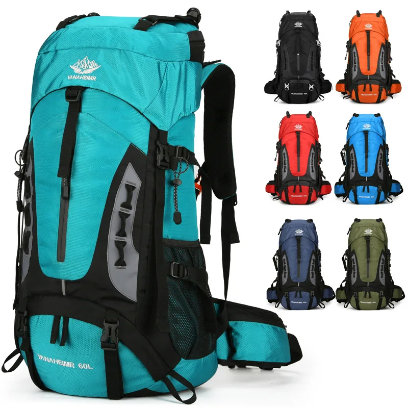 

60L Outdoor Hiking Mountaineering Bag Large Capacity Climb Camping Travel Sports Backpack Nylon Waterproof Rucksack Shoulder Bag