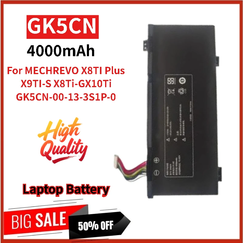 

Высококачественный аккумулятор для ноутбука GK5CN 11,4 В 4000 мАч для MECHREVO X8TI Plus X9TI-S X8Ti-G X10Ti GK5CN-00-13-3S1P-0