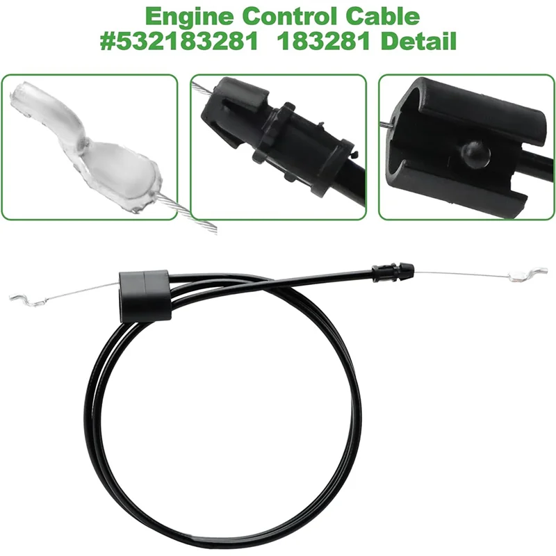 ABRW-Engine Zone Control Cable 183281 532183281 Black Galvanized Steel Wire Rope Fit For Husqvarna Lawn Mower
