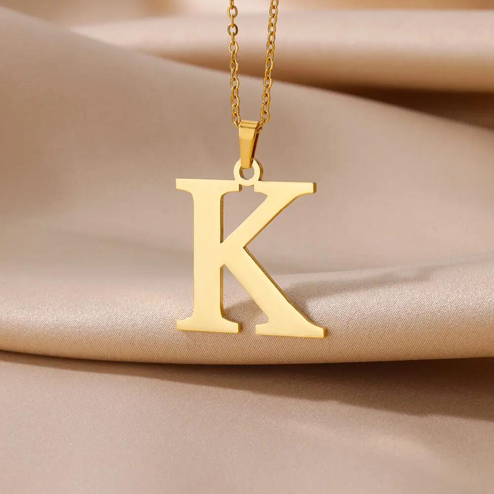 Stainless Steel Necklace for Women Initial Letter Gold Plated Alphabet Pendant Necklaces Charm Vintage Waterproof Jewelry Gifts image 3