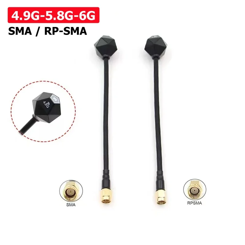 

4.9G-5.8G-6G Multi Frequency Diamond Antenna 3dbi Gain SMA/RP-SMA Interface RHCP For RC Model FPV Long Range VTX Racing Drone