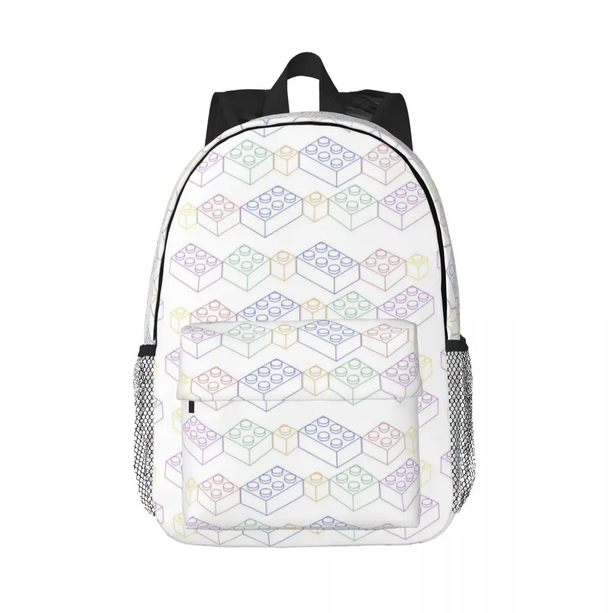 Colorful Building Block Print Backpack Daypack Large Capacity Boys Girls BookBag Shoulder Bags for Men Women Children School Bag