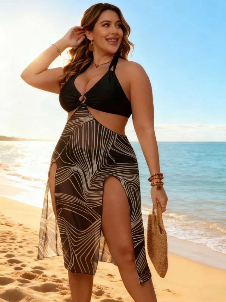 

Plus Size High Waist Bikini Women's Push Up Large Size Swimsuit 2026 Summer Mujer Big Size Tummy Control Swimwear Bikini Sets