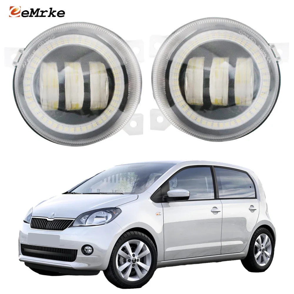 

Светодиодная противотуманная фара в сборе для SKODA CITIGO (NF1) 2012-2017 ангельские глазки DRL кольцевые дневные ходовые огни автостайлинг автомобиль PTF 30 Вт