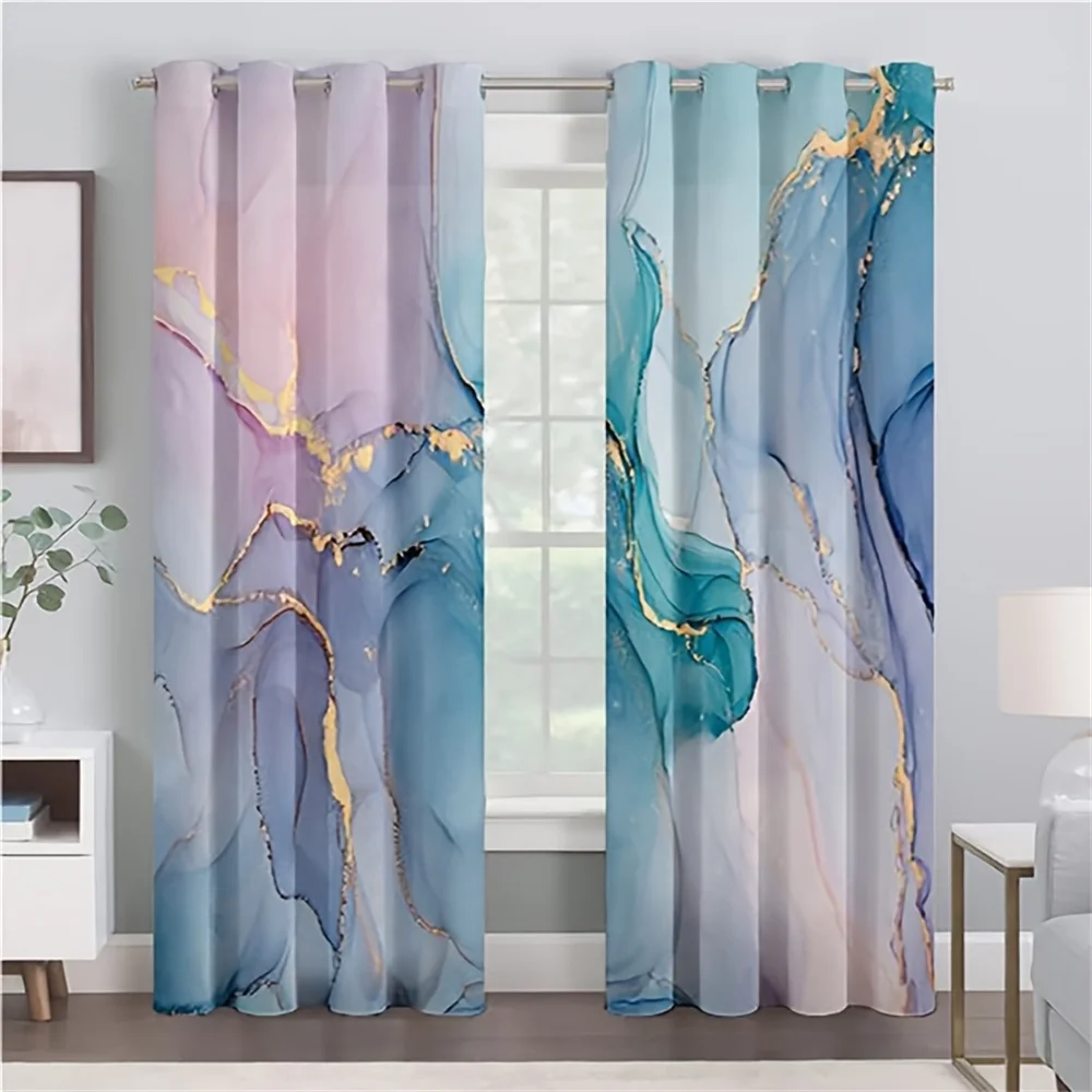 

Luxury Abstract Geometric Marble Texture Window Curtains Blinds for Living Room Kids Bedroom Kitchen Door Home Decor 2Pcs Office