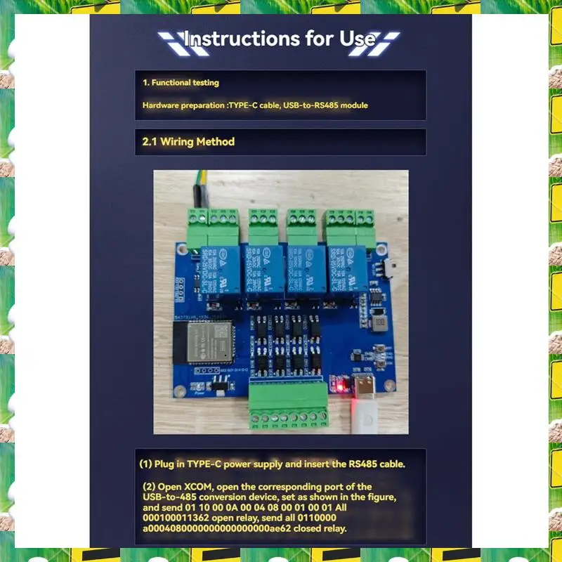 3C Electron ESP32 RS485 Modbus 4 Channel Relay Module 7-24V TYPE-C Built-In CH340 With WIFI Bluetooth Support Modbus,ESP32 RS485
