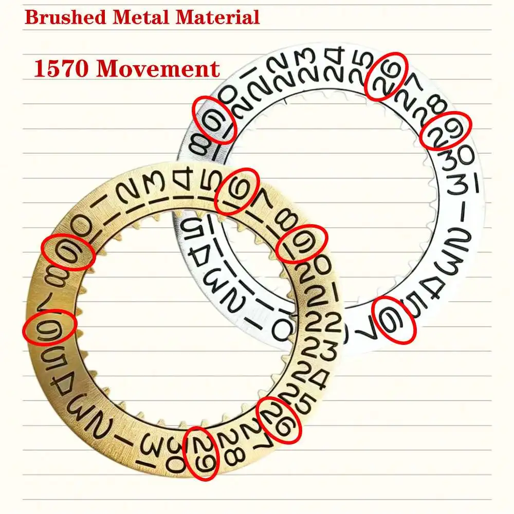 21.9mm Brushed Metal 1570 Watch Calendar Disc Vintage Font Silver Gold Wheel Date Disc Fit for 1570 Movement Replacement Parts