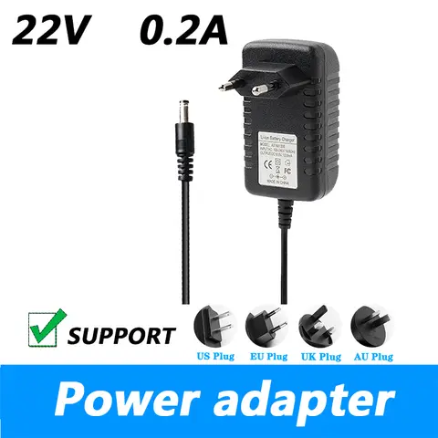 영국 홍콩 전원 어댑터 변압기, 영국 플러그, 22V, 0.2A, DC 5.5x2.1mm, 유럽 미국 플러그