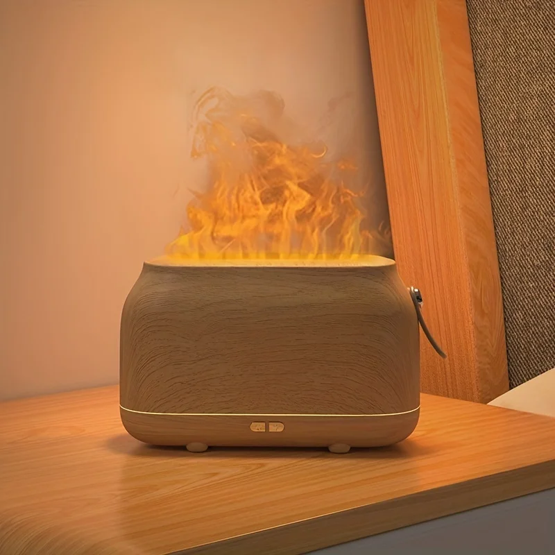 1pc 6.09oz Ultra-Silent Cool Mist Air Humidifier with Flame Diffuser and Essential Oil Diffuser - Waterless Auto Shut-Off Protec