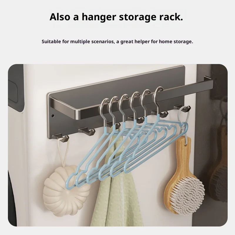 Imagen 5: Portarrollos de Papel Magnético para Refrigerador con 6 Ganchos, Soporte para Rollo de Cocina, Organizador de Refrigerador para Montar en la Pared, Sin Perforaciones, 26 cm