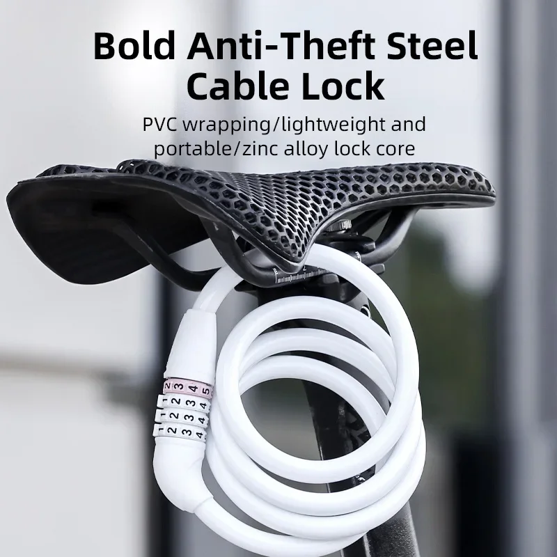 ESLNF Four-digit Password Combination Lock for Road Bikes and Mountain Bikes Portable Bicycle Steel Cable Lock Bicycle Lock