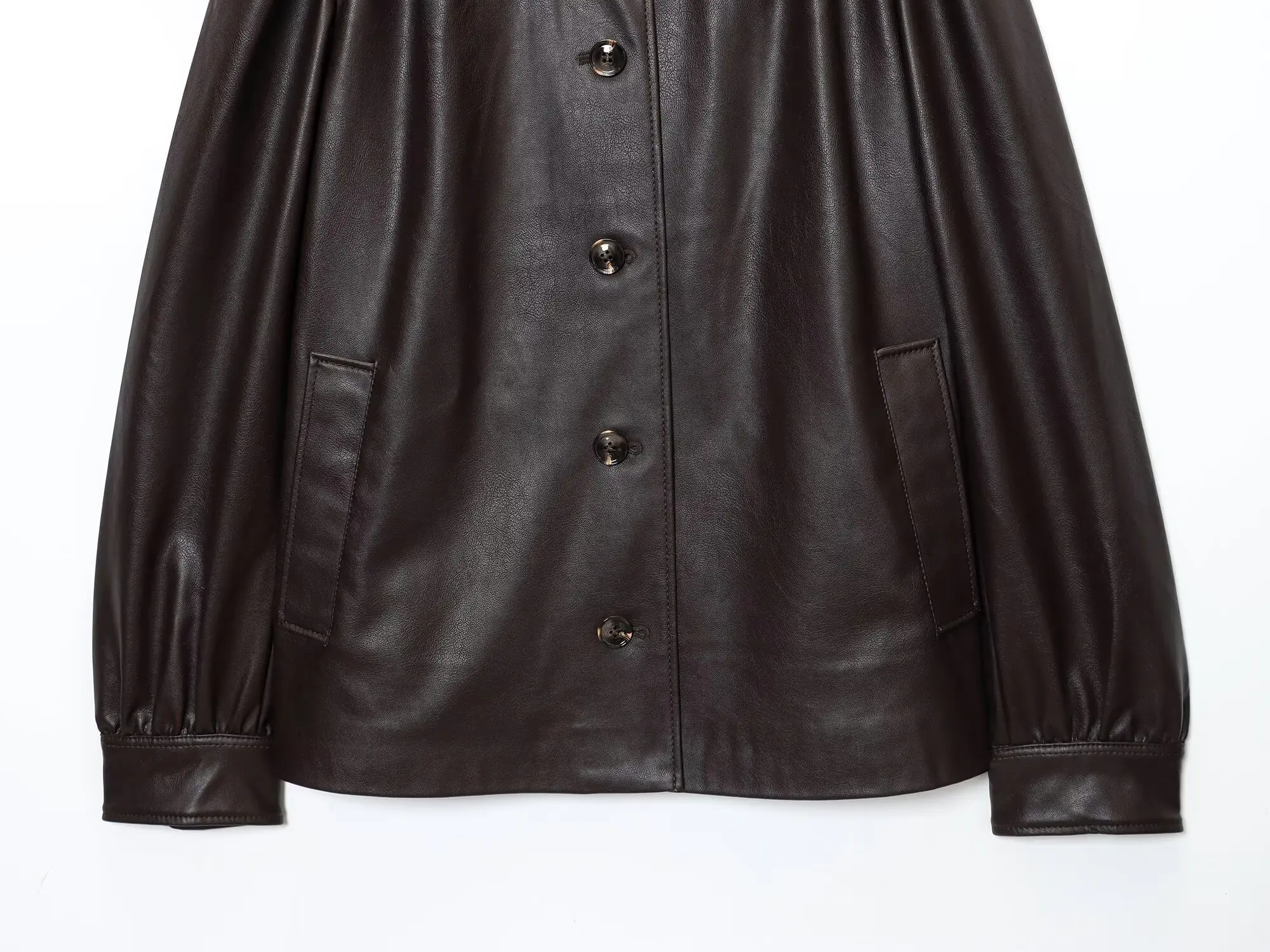 Giacca da donna casual in pelle con colletto alla coreana Chic monopetto a maniche lunghe giacche larghe 2026 Lady High Street Fashion Outwear