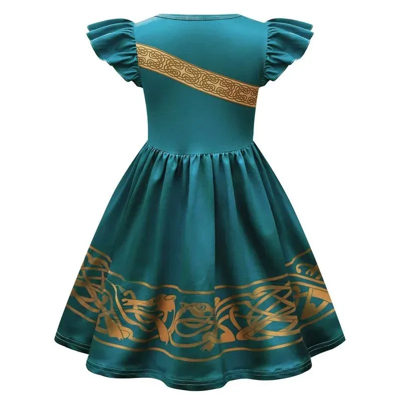 New 2025 Halloween Girls Merida cosplay Dress Brave Performance Costume Summer Birthday Party Green Gothic Vintage Dresses☆★☆★qq