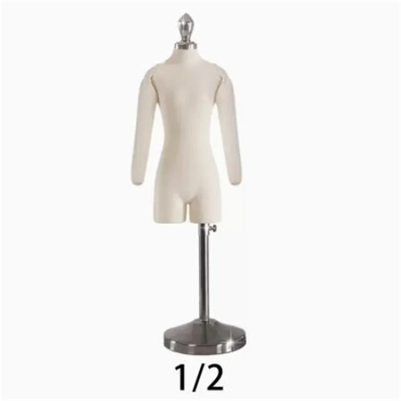 Plastic Female Mannequin Body Sewing for Clothes, Busto Dress with Cotton Fabric, Trouser Legs, Bust Can Pin E168, 1/2