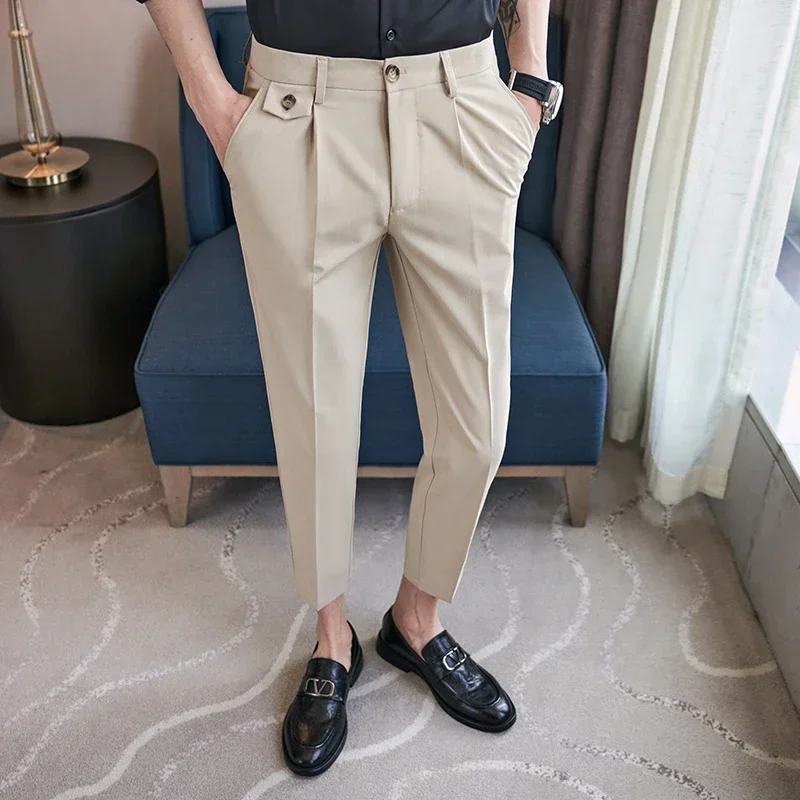 New Formal Pants for Men High Quality Slim Fit Business Fashion Casual Suit Pants Spring Male Solid High Waist Dress Pants 36